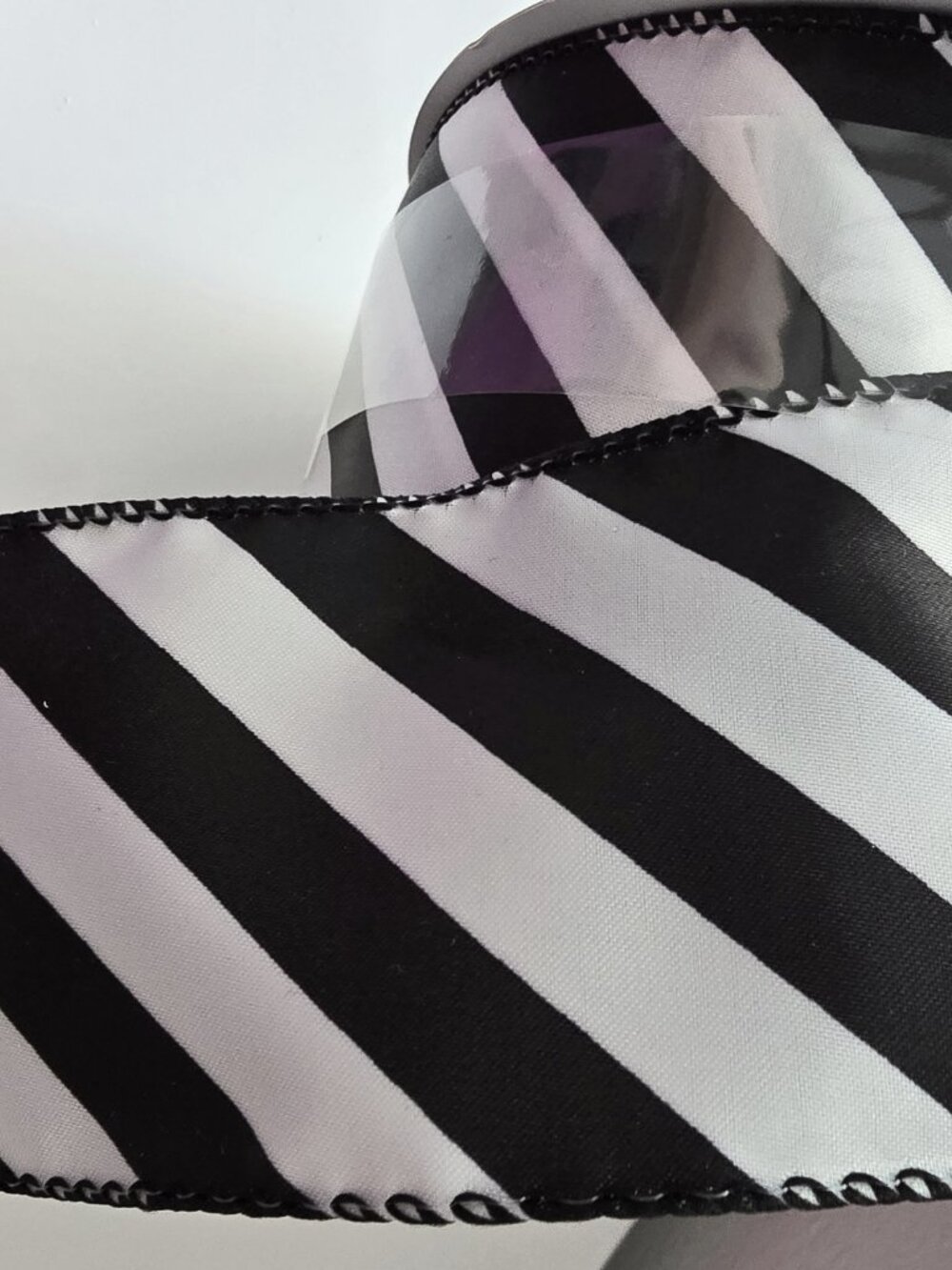 NWT 4 JUMBO ROLLS RIBBON BLACK AND WHITE STRIPE - Picture 3 of 6